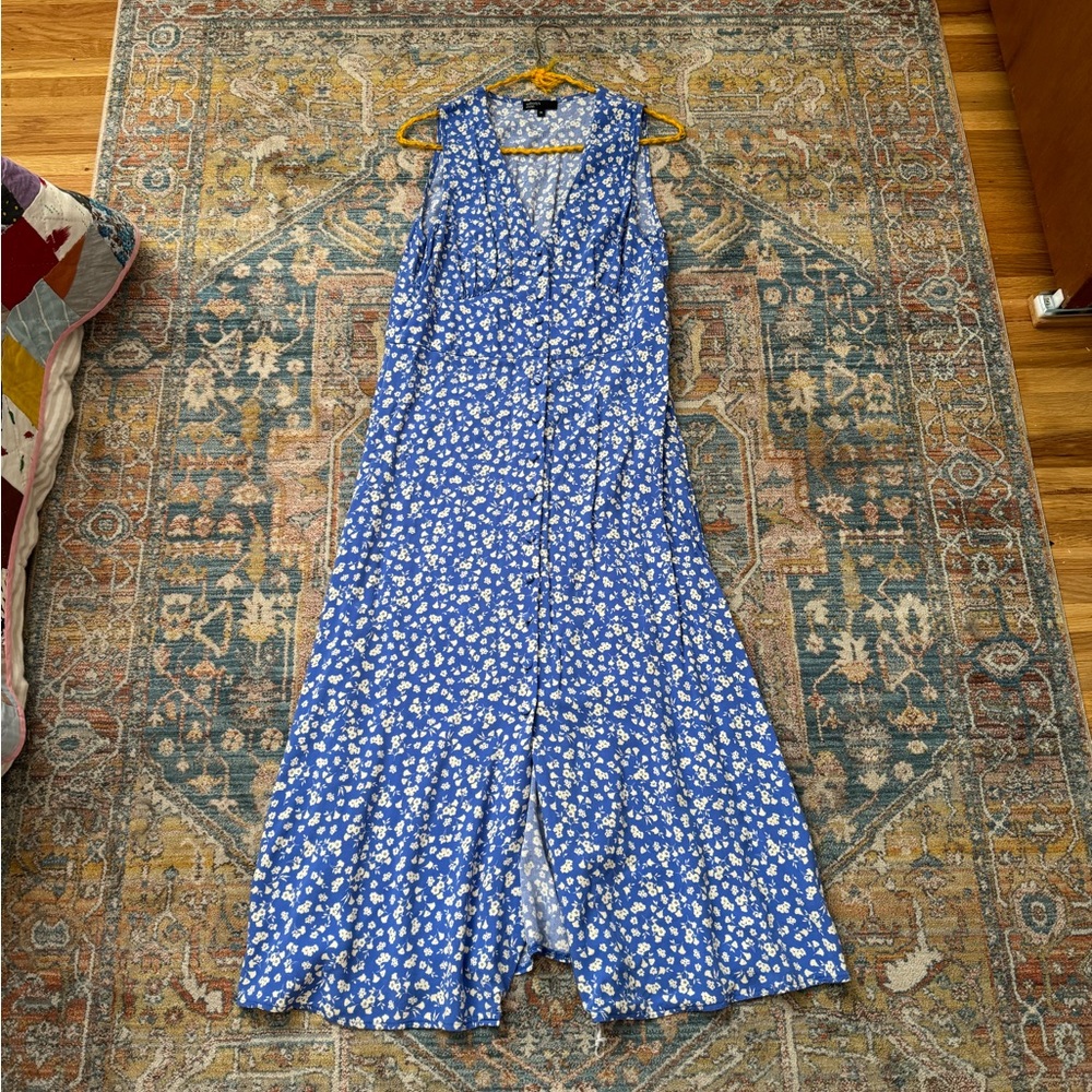 Nobody's Child Blue Floral Button-up Dress